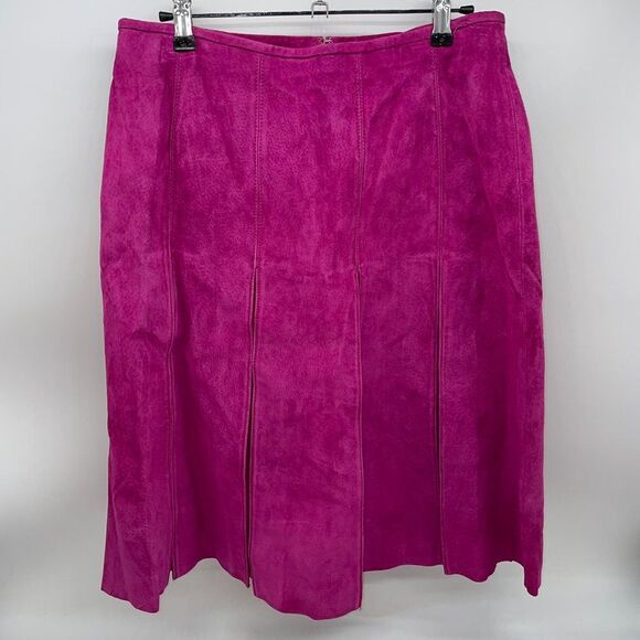 Dresses & Skirts - J.G. Hook Women's Hot Pink Suede Pleated Front A-Line Skirt-Vintage-Size 8